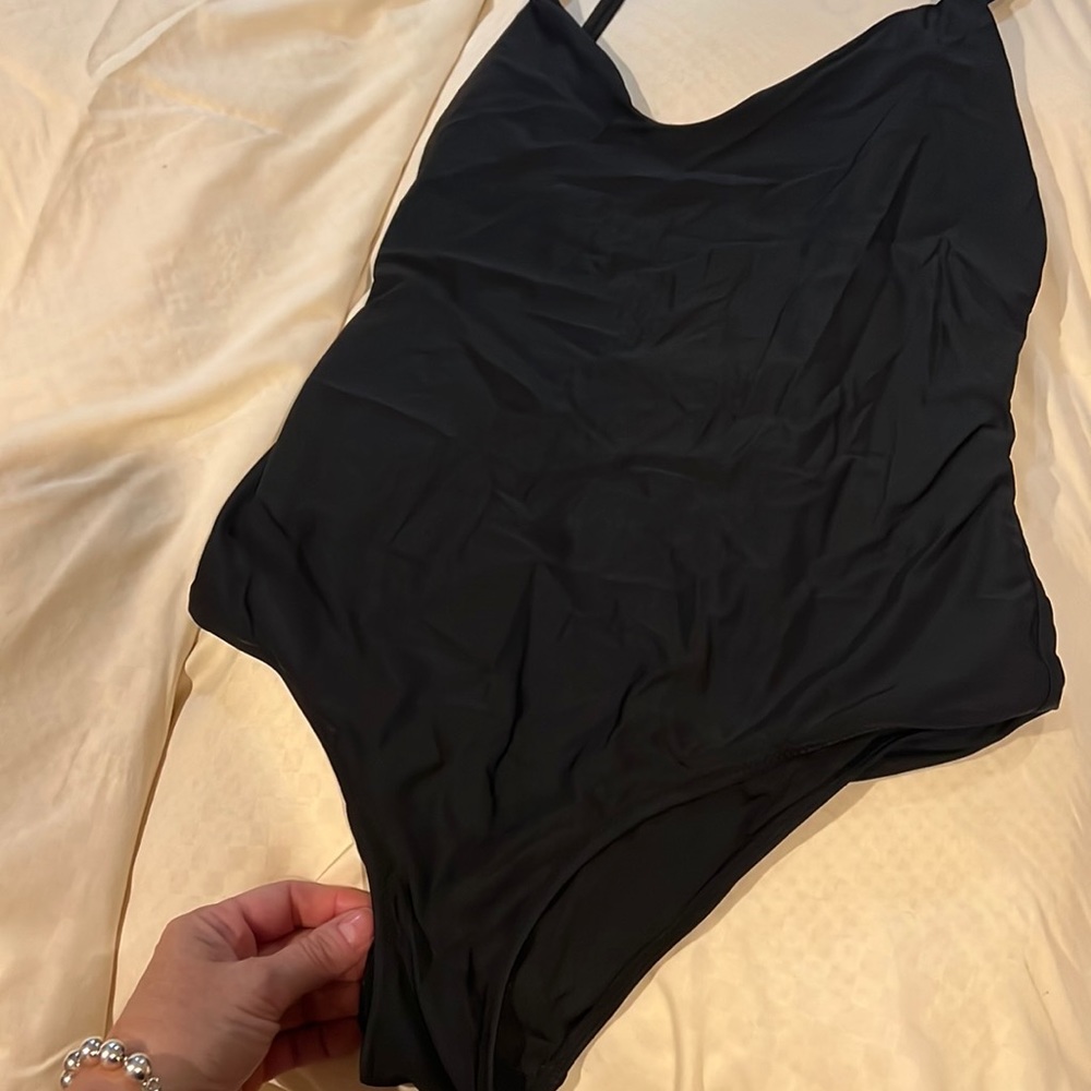 Aerie swim size L long one piece black swim suit